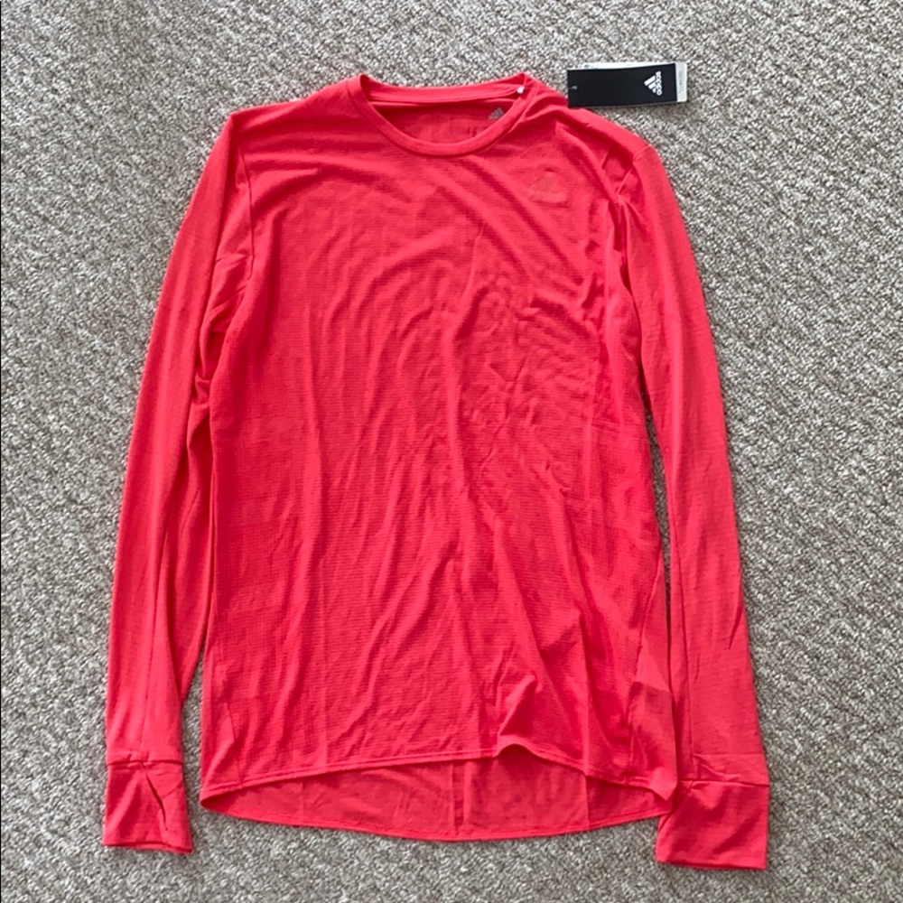 Pink Long Sleeve Adidas Workout Top